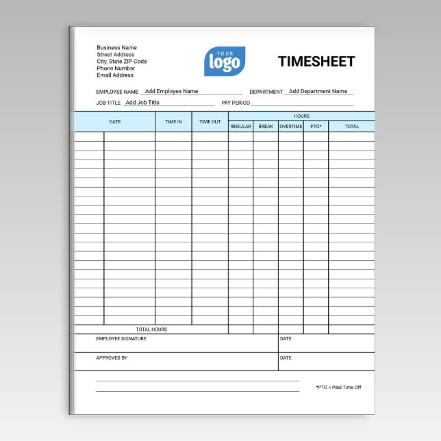 Bloc De Notas Logo Simple Employee Business Time Sheet Notepad (Subido por el creador)