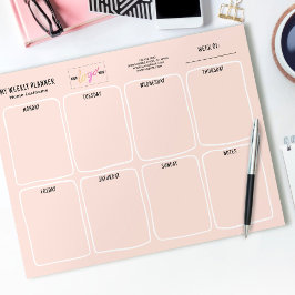 Bloc De Notas Logo Simple Girly Rubor Pink Weekly Planner