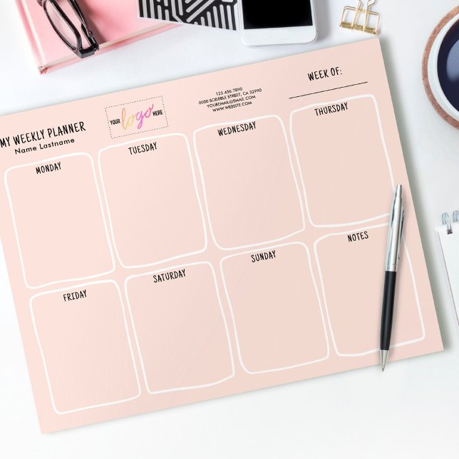 Bloc De Notas Logo Simple Girly Rubor Pink Weekly Planner (Subido por el creador)