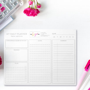 Bloc De Notas Logo Simple White Modern Planner Diario Sin Fecha