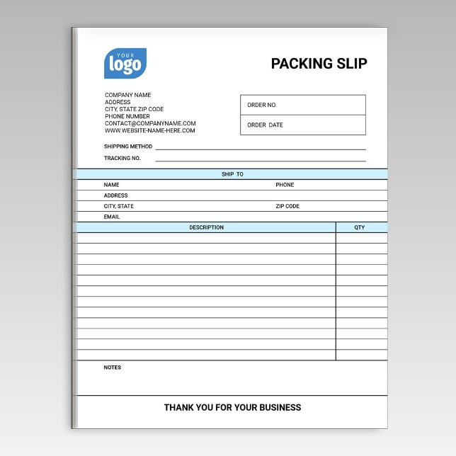 Bloc De Notas Logo Small Business Packing Slip Template Notepad (Subido por el creador)