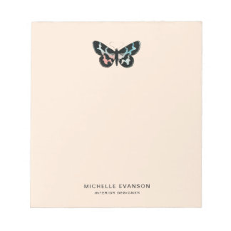 Bloc De Notas Logotipo de acuarela para mariposa Pastel Peach