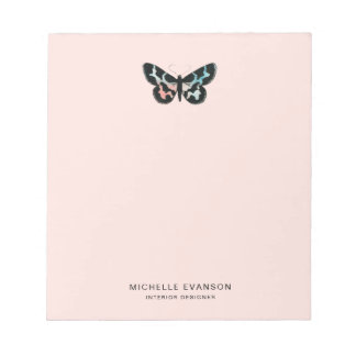 Bloc De Notas Logotipo de mariposa color rosa Rubor