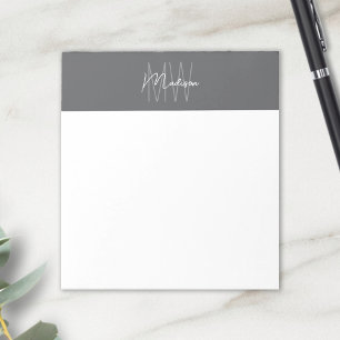 Bloc De Notas Logotipo de Monograma Gris Moderno Minimalista