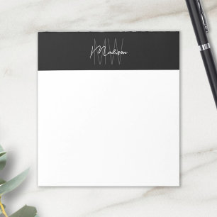 Bloc De Notas Logotipo de Monograma Negro y Blanco Minimalista M