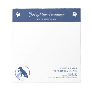 Bloc De Notas Logotipo de Perro Azul y Gato con Texto Personaliz