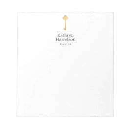 Bloc De Notas Logotipo de Realador de Clave Faux Gold