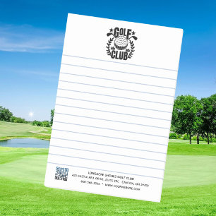 Bloc De Notas Logotipo del club de golf y código QR alineados   