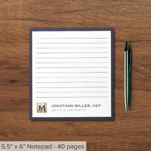 Bloc De Notas Logotipo inicial profesional azul y oro