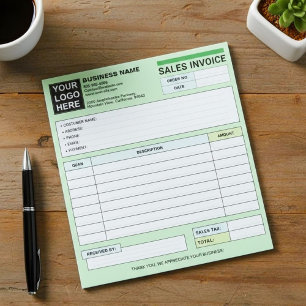 Bloc De Notas Logotipo personalizado, recibo de factura de venta