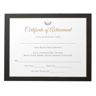 Bloc De Notas Logro de Certificados de Concurso al estilo de Mis