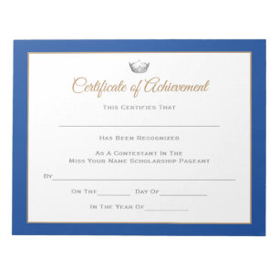 Bloc De Notas Logro de Certificados de Concurso al estilo de Mis