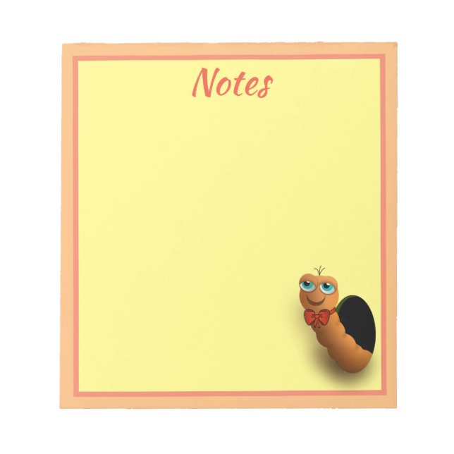 Bloc De Notas Lombriz de dibujos animados personalizada (Frente)
