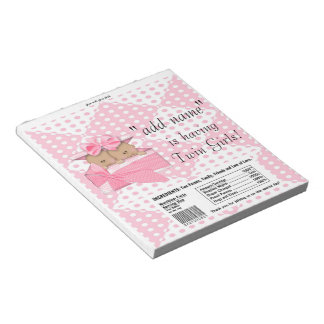 Bloc De Notas Los gemelos rosados Baby Shower Candy Bar Wrappers