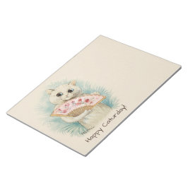 Bloc De Notas Louis Wain White cat con un fan CC0038