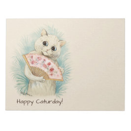 Bloc De Notas Louis Wain White cat con un fan CC0038