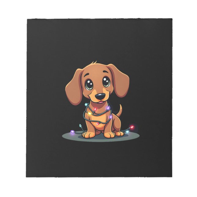 Bloc De Notas Luces de Dachshund de Navidad (1) (Frente)