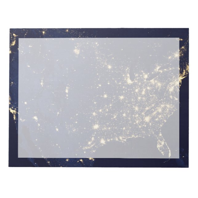 Bloc De Notas Luces De La Ciudad De Estados Unidos De Noche. (Frente)