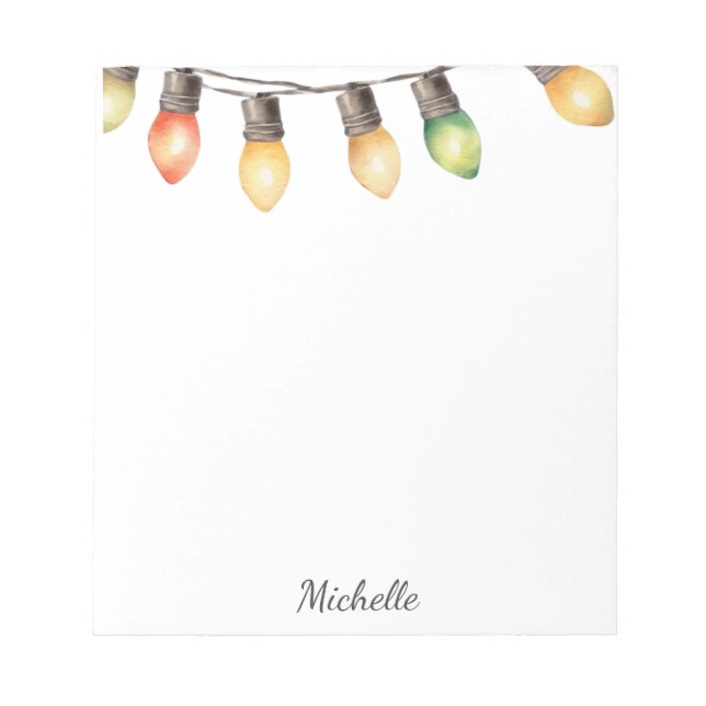 Bloc De Notas Luces de Navidad Arcoíris Personalizadas con Nombr (Frente)