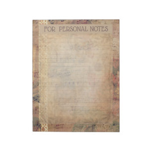 Bloc De Notas Lugar antiguo, rosas y notas musicales ephemera de