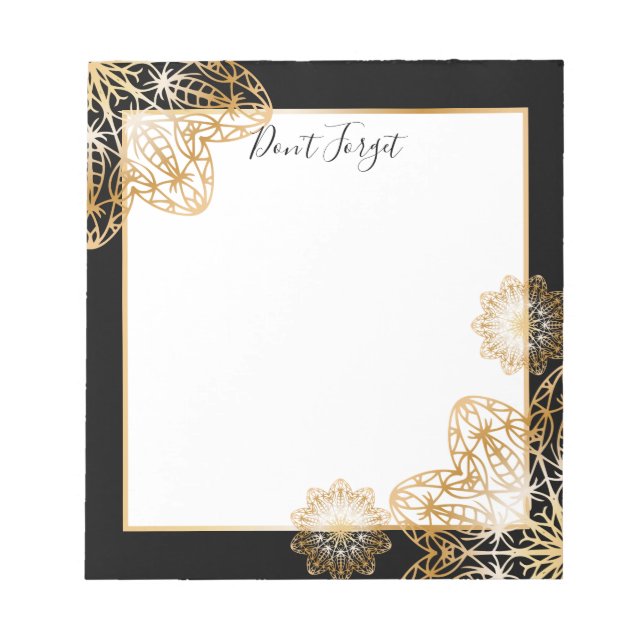 Bloc De Notas Lujoso y elegante Faux Gold Mandalas (Frente)