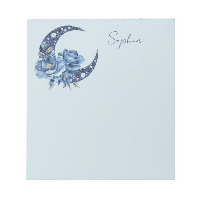 Bloc De Notas Luna Floral Azul (Frente)