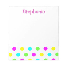 Bloc De Notas Lunares coloridos divertidos en el nombre blanco