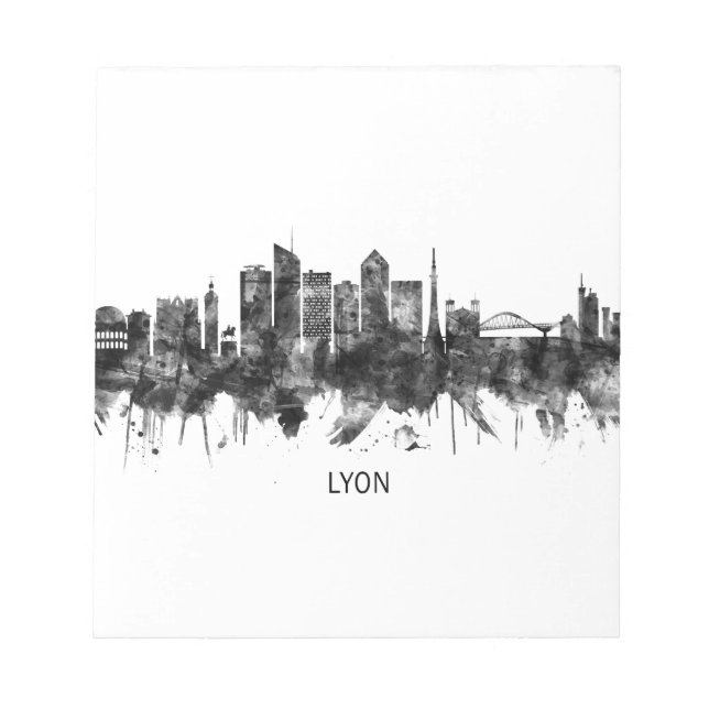 Bloc De Notas Lyon France Skyline BW (Frente)