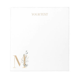 Bloc De Notas M Monograma Floral Personalizado