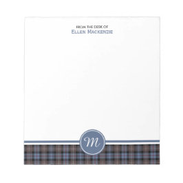 Bloc De Notas Mackenzie Clan Weathered Tartán Monograma Nota Pad