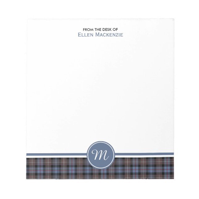 Bloc De Notas Mackenzie Clan Weathered Tartán Monograma Nota Pad (Frente)