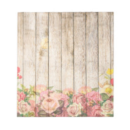 Bloc De Notas Madera de Rosas Rústicos Vintage