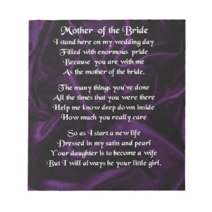 Bloc De Notas Madre del poema de la novia - seda morada