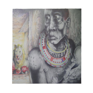 Bloc De Notas Madre e hijo masái con arte de león impreso/gráfic