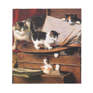 Bloc De Notas Madre gata y gatitos en la mesa