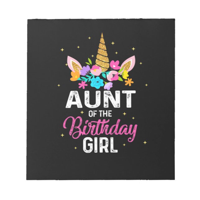 Bloc De Notas Madre Tía De Arte Del Cumpleaños Chica (Frente)