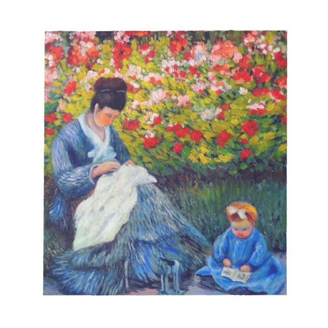 Bloc De Notas Madre y niño monet en el jardín (Frente)