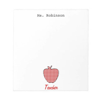Bloc De Notas Maestra de Apple de Gingham Roja