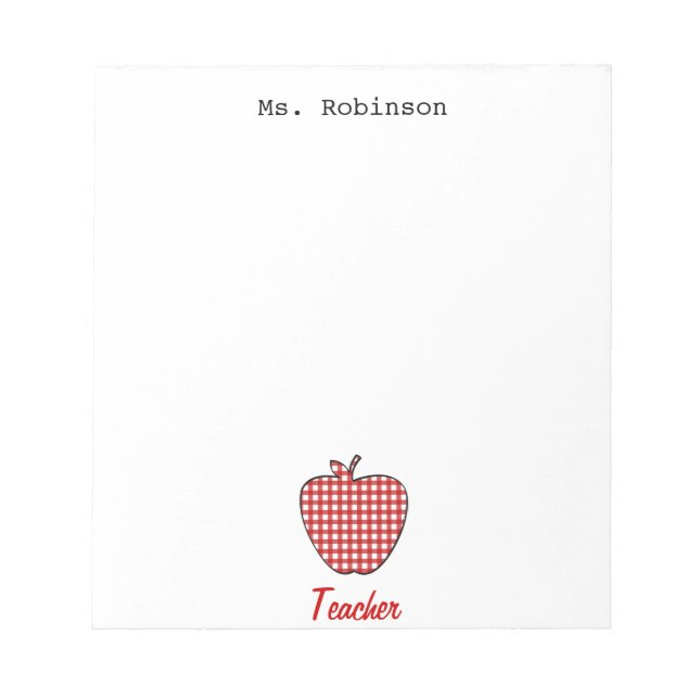 Bloc De Notas Maestra de Apple de Gingham Roja (Frente)