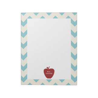 Bloc De Notas Maestra de Chevron azul claro de Apple Rojo