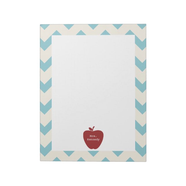 Bloc De Notas Maestra de Chevron azul claro de Apple Rojo (Lado Izquierdo)