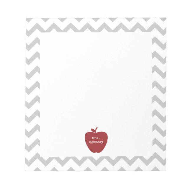 Bloc De Notas Maestra de Chevron gris de Apple Rojo (Frente)
