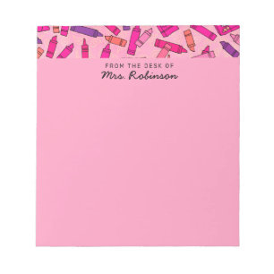 Bloc De Notas Maestra de Crayones de Color Rosa