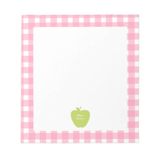 Bloc De Notas Maestra de Gingham rosa de Apple Verde