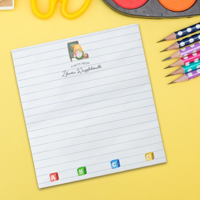 Bloc De Notas Maestra De Gnome De Acuarela Cuta Con Cubos ABCD (Subido por el creador)