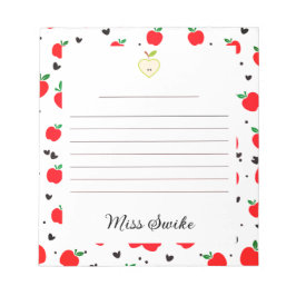 Bloc De Notas Maestra de manzanas y corazones