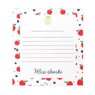 Bloc De Notas Maestra de manzanas y corazones
