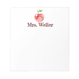 Bloc De Notas Maestra personalizada Cute Trendy Cherry sonriente