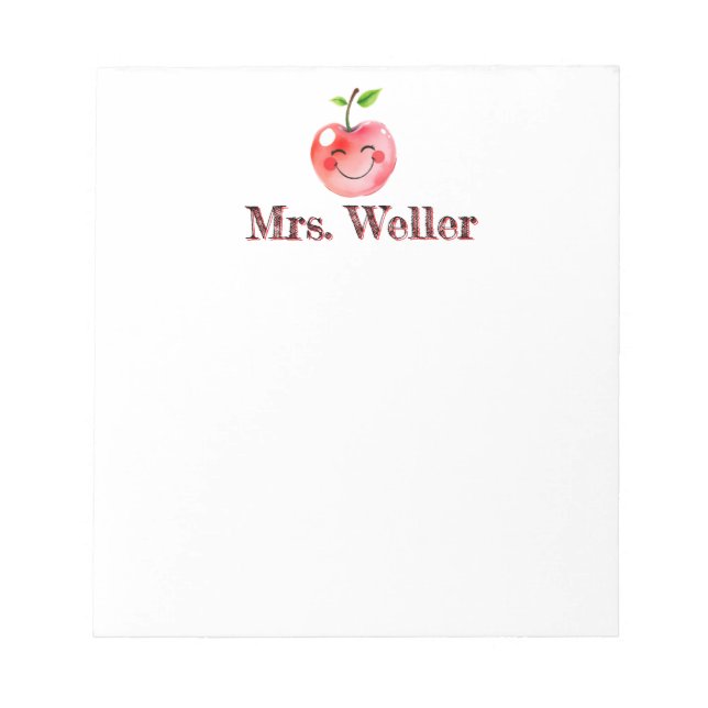 Bloc De Notas Maestra personalizada Cute Trendy Cherry sonriente (Frente)