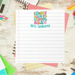 Bloc De Notas Maestra personalizada de vuelta a la era escolar<br><div class="desc">El profesor personalizado de vuelta a la era escolar...  ... un cartel ADORABLE con personalización! ¡Genial para cualquiera volver a la escuela! ¡Siga la pista de los deberes,  comestibles o incluso una lista de Navidades!</div>